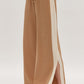Solid Ribbed Contrast Trim Wide Leg Pants in Camel