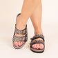 Intertwine Dual Woven Strap Slide in Pewter