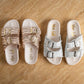 Intertwine Dual Woven Strap Slide in Champagne