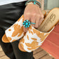 Richwood Peeptoe Tan and White Cowhide Slide